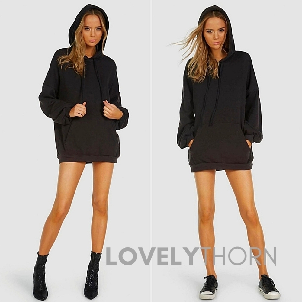 MICHAEL LAUREN // super soft black elastic cinch sleeve hoodie